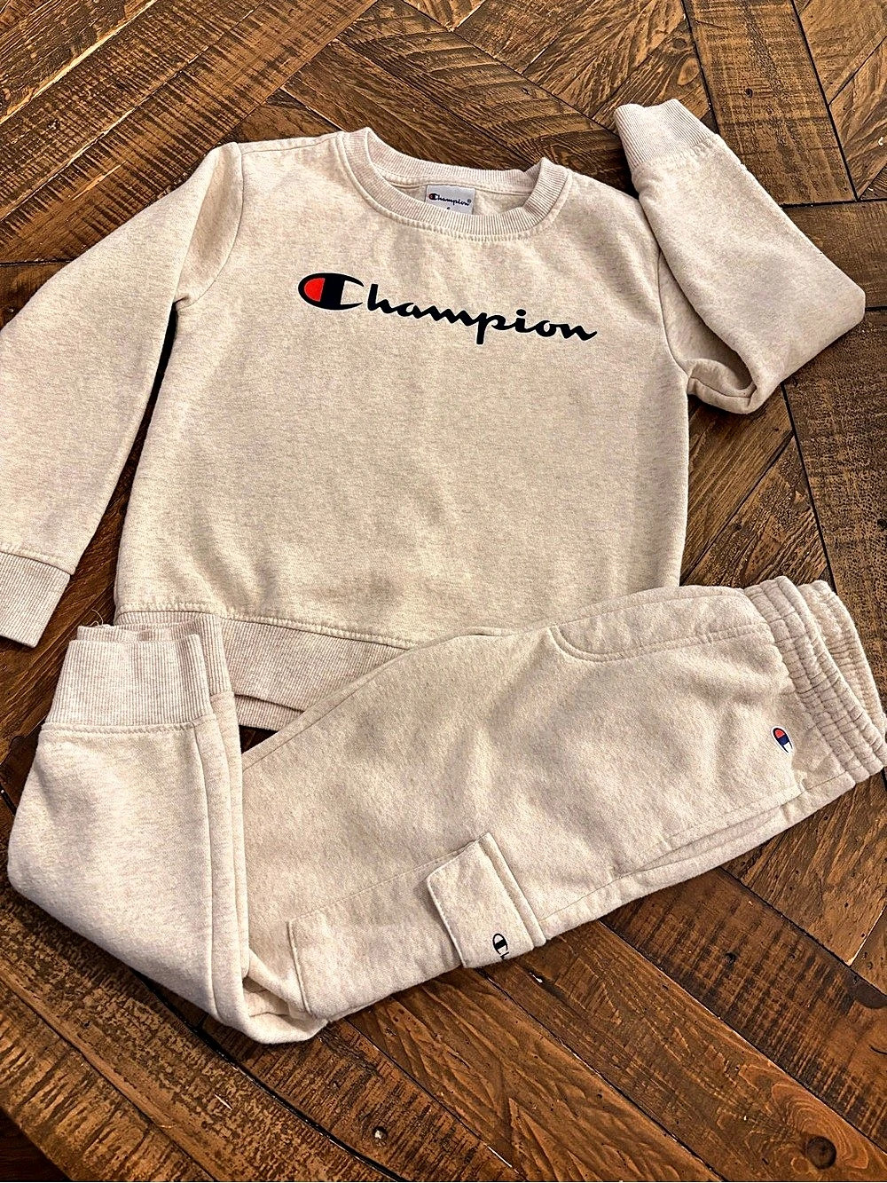 Champion Kids Crew Sweatshirt and Cargo Jogger Set Pink Size 6